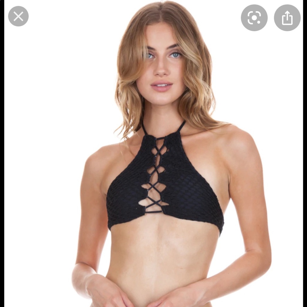 Acacia Swimwear Lei Crochet Black Tip. Size M. NWT